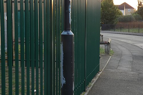 New fence block visibility where children come out from pavillion
