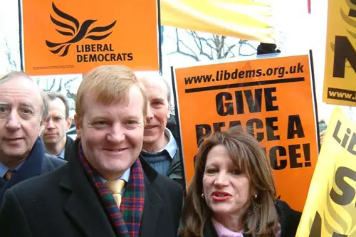 Charles Kennedy campaigning against the war in Iraq