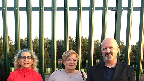 Jen Simpson, Bridget Orr & Cllr Fank O'Kelly at fence
