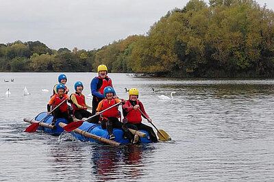 Sir Ed Davey, MP, Clive Jones Lib Dem MP, Wokingham & Cllr Katrin Harding (Lib Dem), Wokingham Borough Council's lead for the environment highlighting their call for improvements from Thames Water.  Image: James Aldridge, Local Democracy Reporting Service Sir Ed Davey MP and other Lib Dems in a canoe they built to highliht the call for action on Thames Water